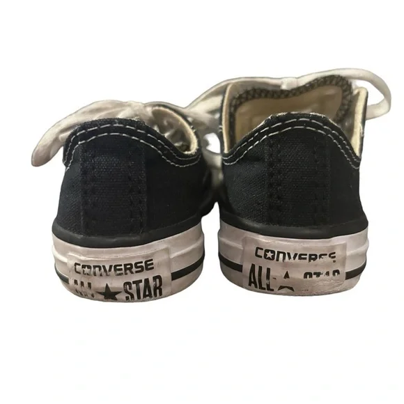 Black converse low tops. Youth size 10.5. Gently used. Laced. All stars. - Picture 4 of 6